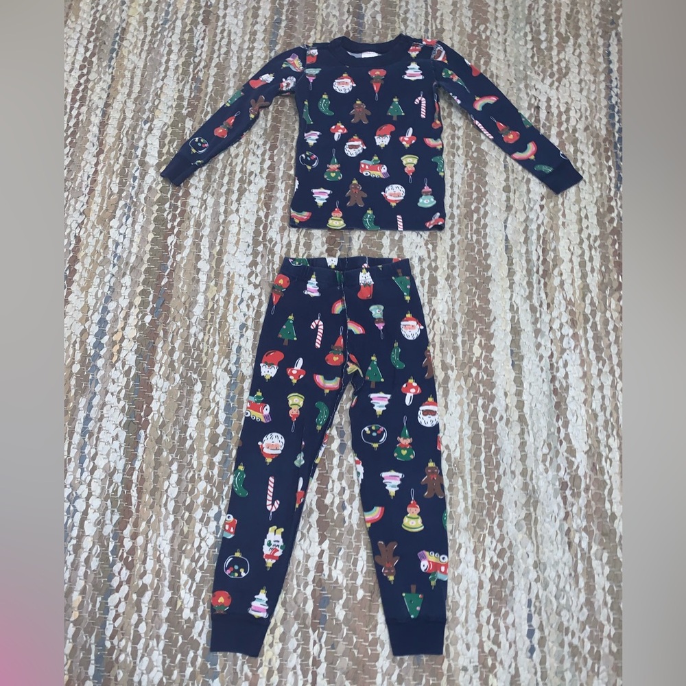Hanna Andersson Kids Pajama Set - Navy with Festive Prints